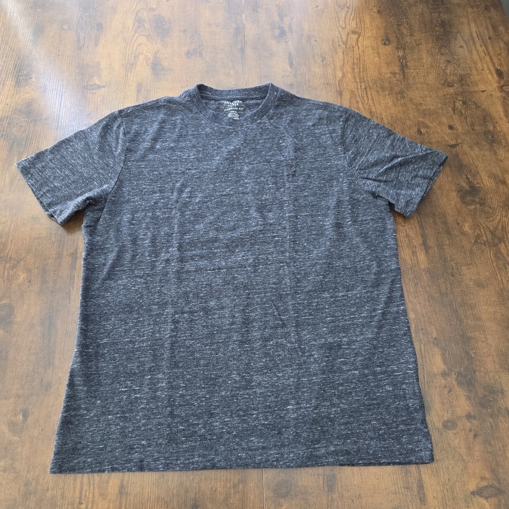 American Eagle Mens Standard Fit Tee Shirt Heathered Navy Cotton Size Medium